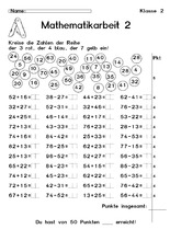 Klassenarbeit In Der Grundschule Arbeiten Arbeitsblatter Mathe Klasse 2 Grundschulmaterial De